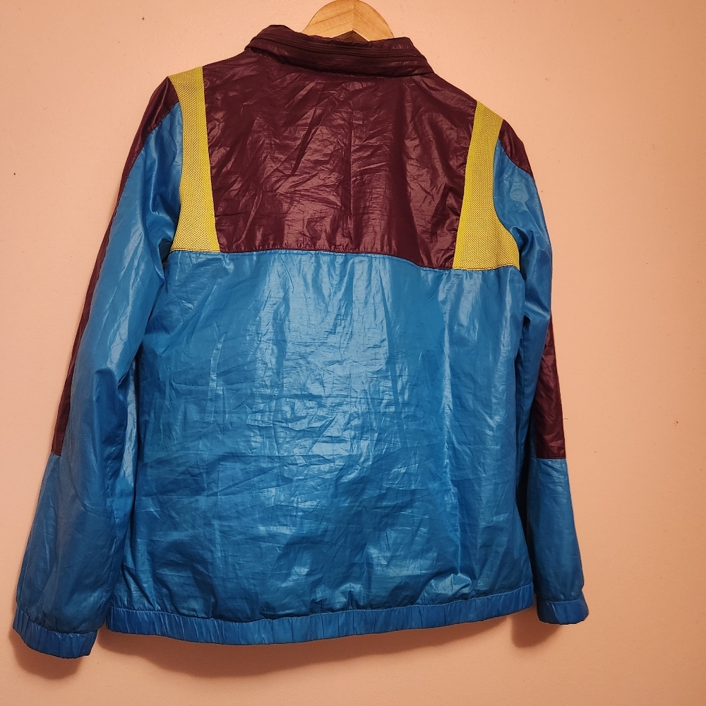 Y2K Adidas Originals Colorblock Windbreaker Jacket Mens M Burgundy Blue - Picture 6 of 16
